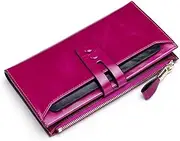 [SKUZA] Wallet,Card Bag,Fashion Women Leather Wallets Female Wallet Genuine Leather Ladies Purse Hasp Women Purses Long Card Holder (Color : Rose) (Green) (Color : Rose Purple)