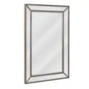 Deco Mirror 20"Wx32"H Framed Rectangular Beveled Edge Classic Champagne Silver