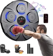 JNNQI Music Boxing Machine, Smart Bluetooth Music Boxing Trainer with 9 Exerc...