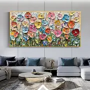 Pure Large Size Hand-painted flower oil painting hand painted Wild flowers Painting handmade 3D Texture Blooming Flower Painting Canvas Extra Flora painting Wa