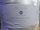 Hotel Collection Lynx Faux Fur Throw 50" x 70" White Retail $300