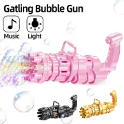 Gatling Bubble Gun Automatic Toys Summer Bubble Machine With LED Light And Music