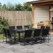 11 Piece Dining Set, Outdoor Table Chairs - Patio Furniture Sets for Garden, Deck, Lawn, Porch - Rattan, Wicker, and Textilene