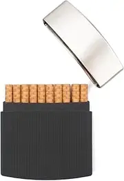 [Lorxilar] Cigarette Case Slim 10 Cigarette Holder Case Slim Cigarette Accessories Hard Cigarette Case,One Size,Black