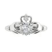 1.45ct Heart Cut Engagement Wedding Irish Celtic Claddagh Promise Ring 14k Gold