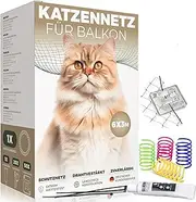 Cat Net for Balcony No Drilling - with Adhesive Hooks & Silicone Adhesive - Cat Net Wire Reinforced - Cat Protection Net Weatherproof - Cat Net Window - Cat Grid - Cat Net Balcony (6 x 3 m)