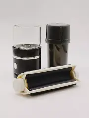 Pre Roll Set (3pc) Electric Grinder, Stash jar, WHITE Classic Roller Machine