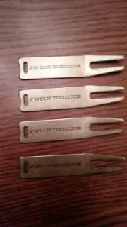 Set of 4 metal John Deere golf divot tools. Free ship