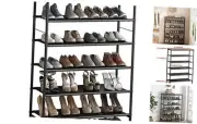 Shoe Rack Organizer 6 Tier Metal Organizer Shelf with Industrial MDF Board and