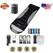 Extra Large 0 Degree Envelope Sleeping Bag with Hoodie for Camping and Hiking