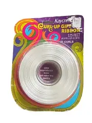 NOS Vintage Curl Up Gift Tie Ribbon White Kaycrest 125 Feet Self Curling 5/8"