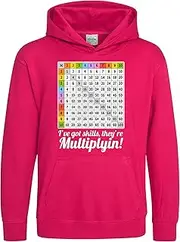 [Purple Print House] Maths Times Tables Grid Learning Kids Hoodie - Funny Multiplication Math Hoody - Mathematics School Teacher Gift Boys Girls Hooded Sweatshirt