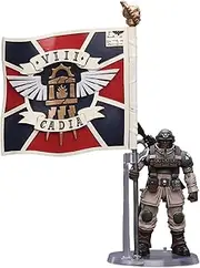 JoyToy Warhammer Collectibles: 1/18 Scale Astra Militarum Cadian Command Squad Veteran with Regimental Std Action Figure