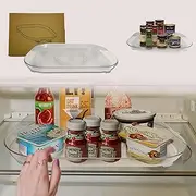 FreeshFro Acrylic Rotating Refrigerator Lazy Susan, Large Turntable Organizer Rectangular for Fridge, Pantry, Cabinet, 15.6" X 11.7" - Clear