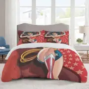 v1784 Bed Sheets Bedding Wonder Woman Bedding Sets Cartoon Duvet Cover Lightweight 3 Piece Bet Sets for Kids Boys Girls (1 Duvet Cover and 2 Pillowca