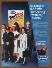 1985 Dr. Scholl's WorkDay Insoles Vintage Print Ad/Poster Retro Job 80s Pop Art