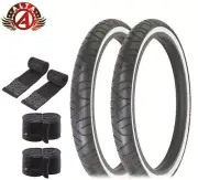2 ALTA BICYCLE WIRE BEAD TIRE 24 x 3.00 BLACK/WHITE SLICK RIDER W/TUBE &RIMSTRIP