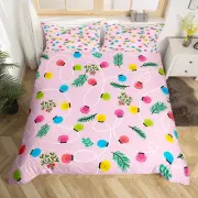 Lights Bedding Set Rainbow Christmas Tree Lights Comforter Cover Pine Trees