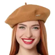 Classic Wool Berets for Women,Stylish French Beret Hats for One Size Camel