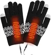 [Generic] Heated Gloves - Knitted Gloves with Touch Screen and Heating, Winter Mittens with Full Fingers | Removable Quick Heating Hand Warmers, guan