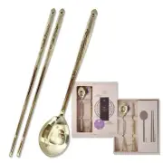 [Made in Korea] Korean Phoenix Design Sticky Rice Spoon Chopsticks Set Gold T...