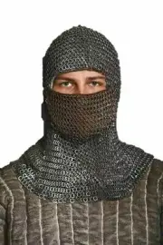 Chainmail Hood Medieval 9 mm Flat Riveted With Solid Ring Face Covered Armour