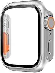 FFHAO Glass Case for Apple Watch 44mm 45mm 41mm 40mm 42mm 38mm Screen Protector Cover Change Ultra Bumper iWatch Series 8 7 SE 6 5 3 (Color : Starlight Silver, Size : 38mm)
