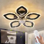 21-Inch Ceiling Fan with Lights and Remote Control, Black Geometric, 6 Wind S...