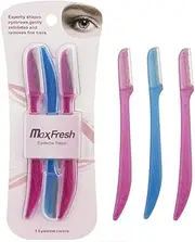 Women facial, cheek, eyebrows and fine smooth and thick hair removal Razor - 3 pcs per pack- Stainless Steel Razor’s blade with Precision Cover. Safe blade for multipurpose including Gentle Exfoliating, Dermaplaning, Trimming, and Shaving.
