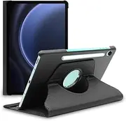 [World biz] Rotating Case for Samsung Galaxy Tab S9 FE 10.9-Inch 2023 (X510/X516) 360 Degree Rotation Protective Stand Leather Folio Cover Back, Auto Wake/Sleep (Black)