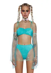 [Club Exx] Celestial Queen Crop Top - Aqua