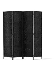 [Artiss] Room Divider Screen Woven 4 Panel 163x170cm in Black