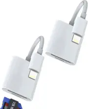 Lightning SD Micro SD Card Reader(2 pack)for iPhone 14 13 12 Pro Max Adapter