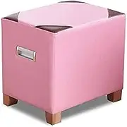 Collic Foot Stool Dressing Table Footrest Footstool, Living Room Leather Shoes Bench Modern Solid Wood Stool Fashion Creative Sofa Stool 40X30X40Cm,Practicalniture/Pink