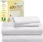 Polka Dot - Sheets Softest 100% Cotton Sheets for King Size Bed, Luxury 400 Thre