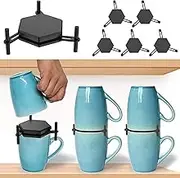 Muross 6Pcs Coffee Mug Holder, Stackable Coffee Cup Organizer, Adjustable Drinkware Stacker, Reusable ABS, Rubber Kitchen Cup Storage Organizer
