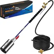 Propane Torch Weed Burner Kit, High Output Propane Torch with Igniter (Self Igniting), Heavy Duty Garden Blowtorch Weed Torch with 10FT Hose for Flame Weeding,Roofing,Ice Snow(blue)