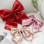 Large Ribbon Bows Colorful Sequins Fabric Bowknot Charm Christmas Tree Ornament