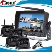 7" Quad DVR Monitor 4x Wireless Rechargeable Solar Magnetic Reversing Camera Kit