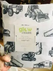 Pottery Barn Karson Construction Twin Sheet Set Glow In The Dark Bulldozer Kids
