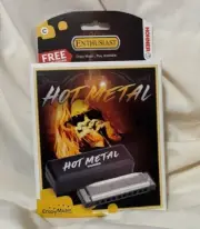 Hot Metal, Silver Harmonica with black case - Model C