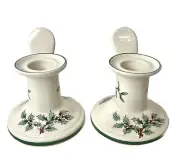 2 Spode Holly Mistletoe Candlestick Holders S3324-K 3” Dia NEW