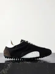 [Maison Margiela] Maison Margiela - Sprinter Leather And Suede-trimmed Twill Sneakers - Black - IT39 IT 39 Black