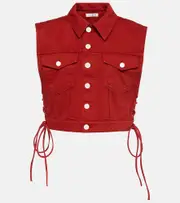 [Alaia] Alaïa Eyelet cotton vest AU 14 red