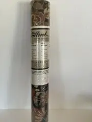 Vintage Vinyl Roll Millbrook Wallpaper 42’x 20.5” Black With Floral Print NOS