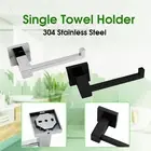 SUS304 Bathroom Toilet Paper Roll Holder Tissue Hanger Hook Black Chrome Square