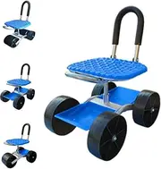 Itoolmax 360 Degree Rotating Gardening Seat with Adjustable Height, Garden Cart on Wheels with Swivel Seat, Garden Stool Chair Stools for Seniors, Lawncare Wagon Rolling Scooter(SETC)