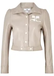 Courrèges Logo Cropped Vinyl Jacket - Grey - 14 14