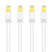 4x Cruxtec CAT8 40GbE SF/FTP Triple Shielding PoE Ethernet Cable 3m White