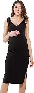 [LaClef] Womens Sleeveless Shoulder Tie Side Slit Maternity Nursing Dress